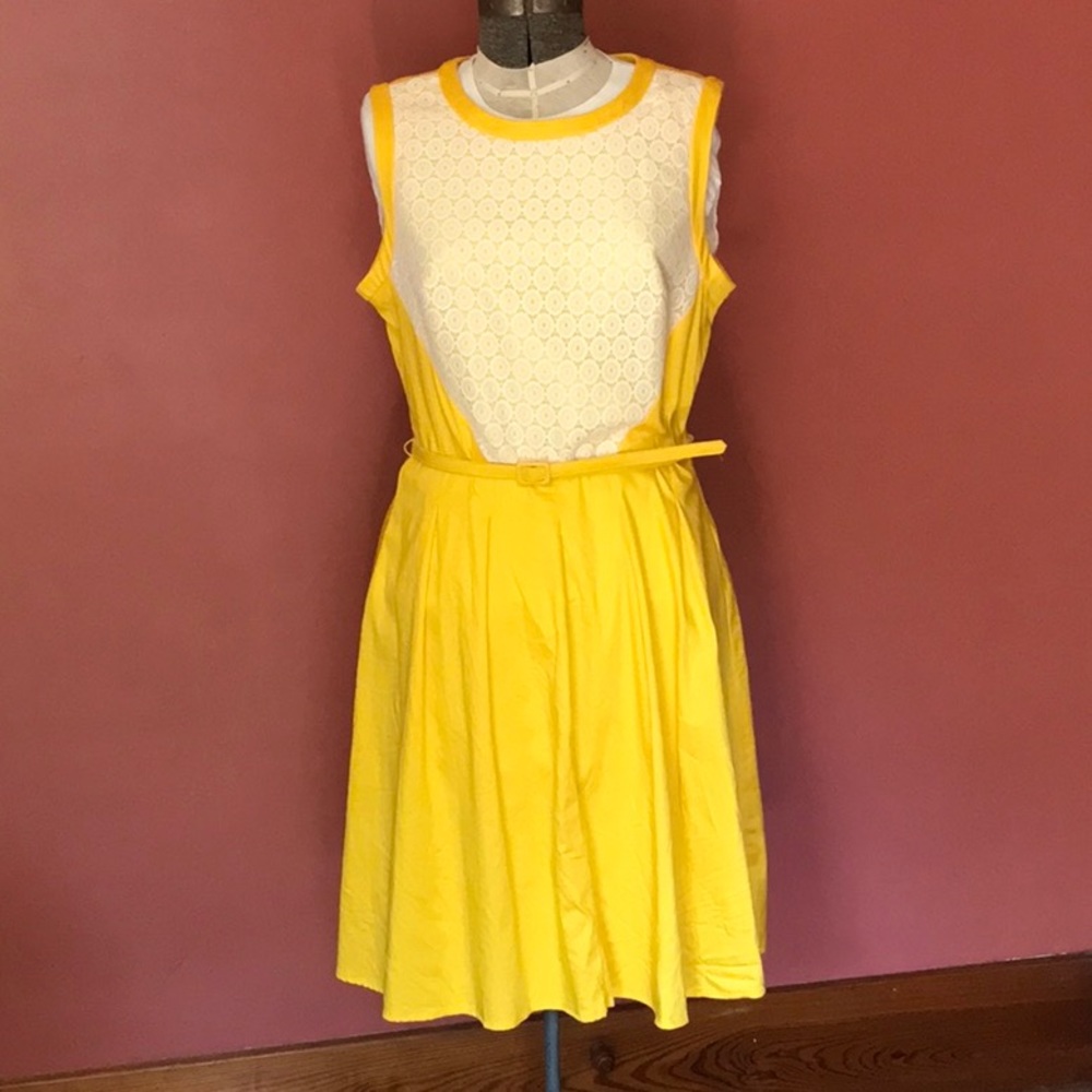 Retro fit and flare sunny yellow summer dress!!